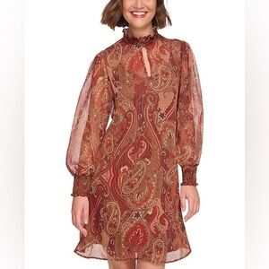 Tommy Hilfiger Women's Paisley Printed Chiffon Dress Sz 6 - NWT